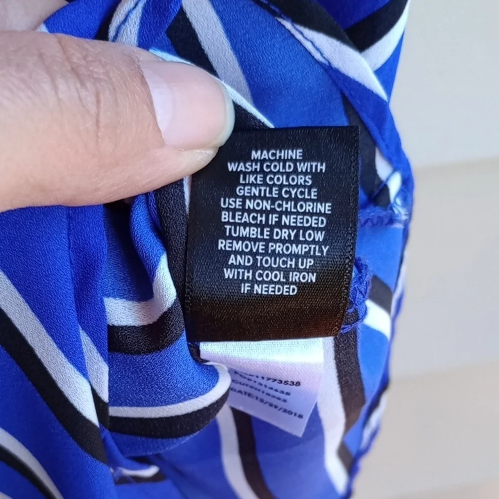 Torrid Blue and White Striped‎ V-Neck Blouse - Picture 4 of 9